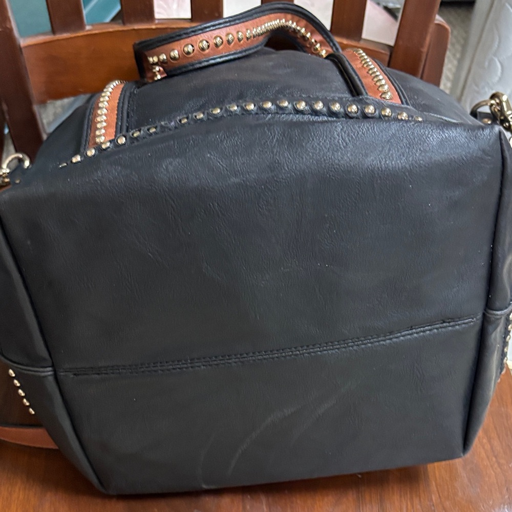 Big Buddha Studded Black and Brown Tote Bag - Picture 3 of 5